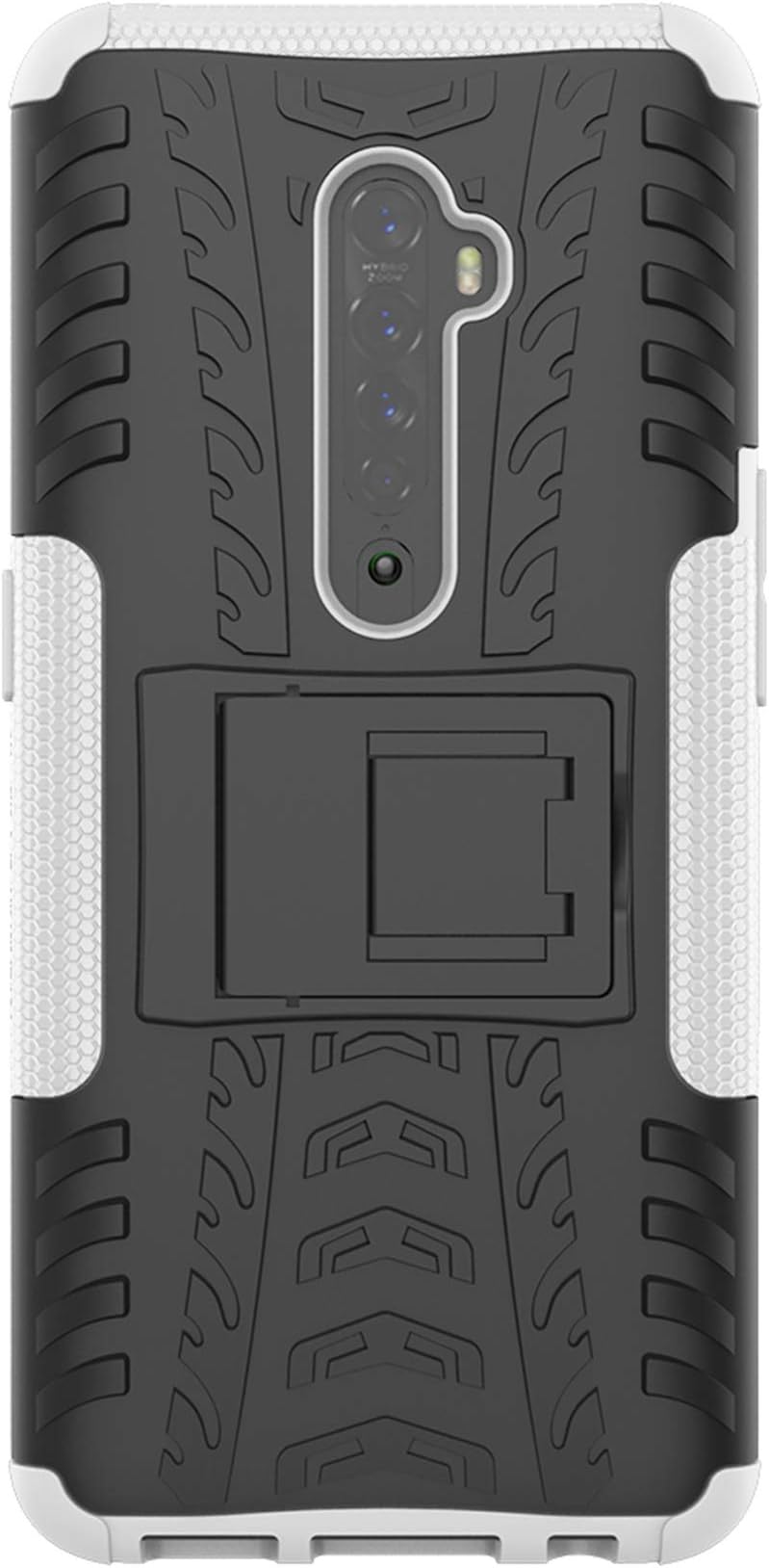 XINFENGDI Oppo Reno 2 Case,TPU+PU Shock-Absorbing Scratch-Resistant Back Cover with Air Cushion Technology,Anti-Slip Phone Cover for Oppo Reno 2 - White