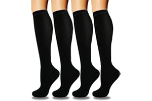 4 Pairs Copper Compression Socks for Women & Men Circulation 15-20 mmHg - Best Support for Nurses, Running