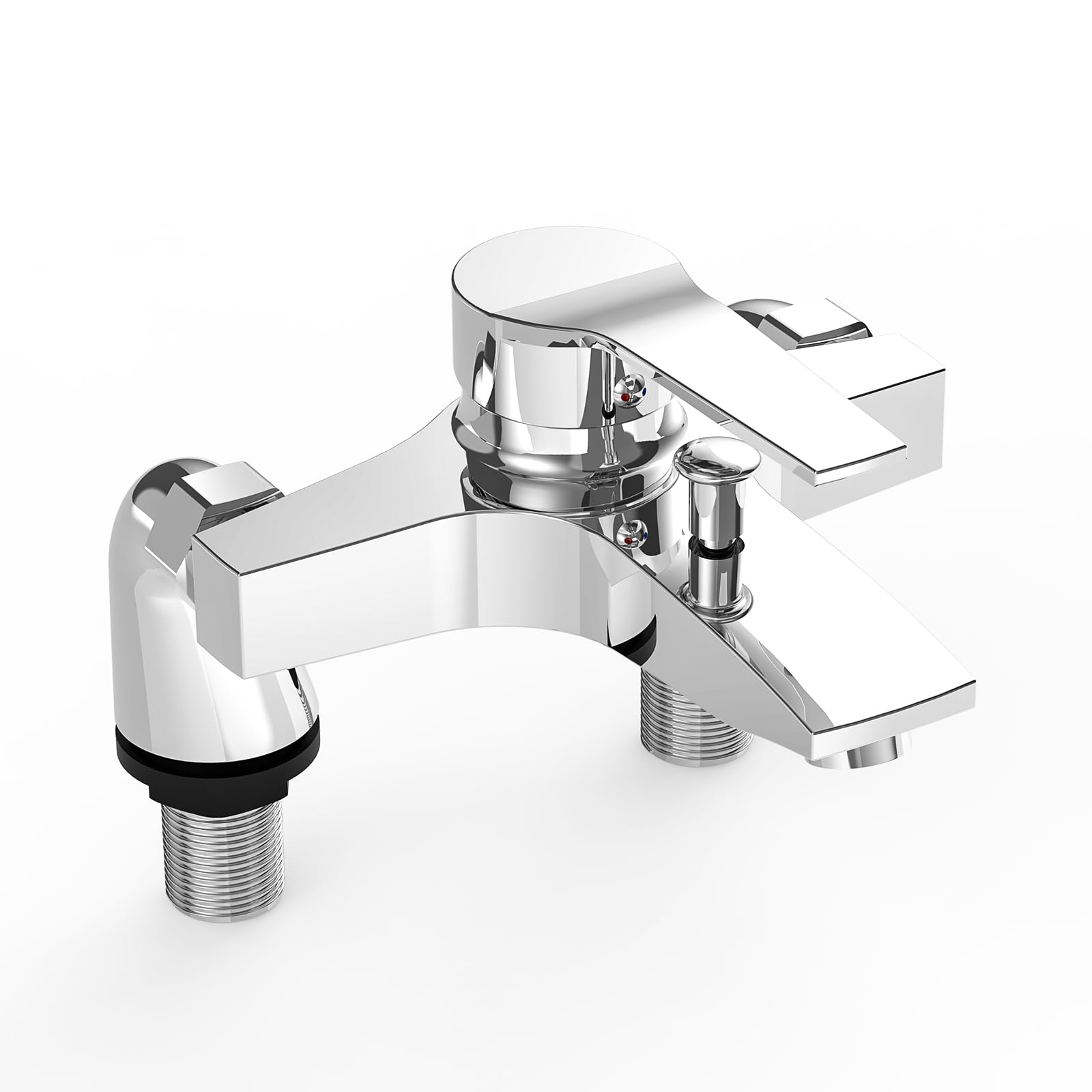 Marketero Bath Mixer Taps, Modern Single Lever Bath Shower Filler Mixer Tap with Dual Outlet Ceramic Valve for Bathroom Brass Chrome