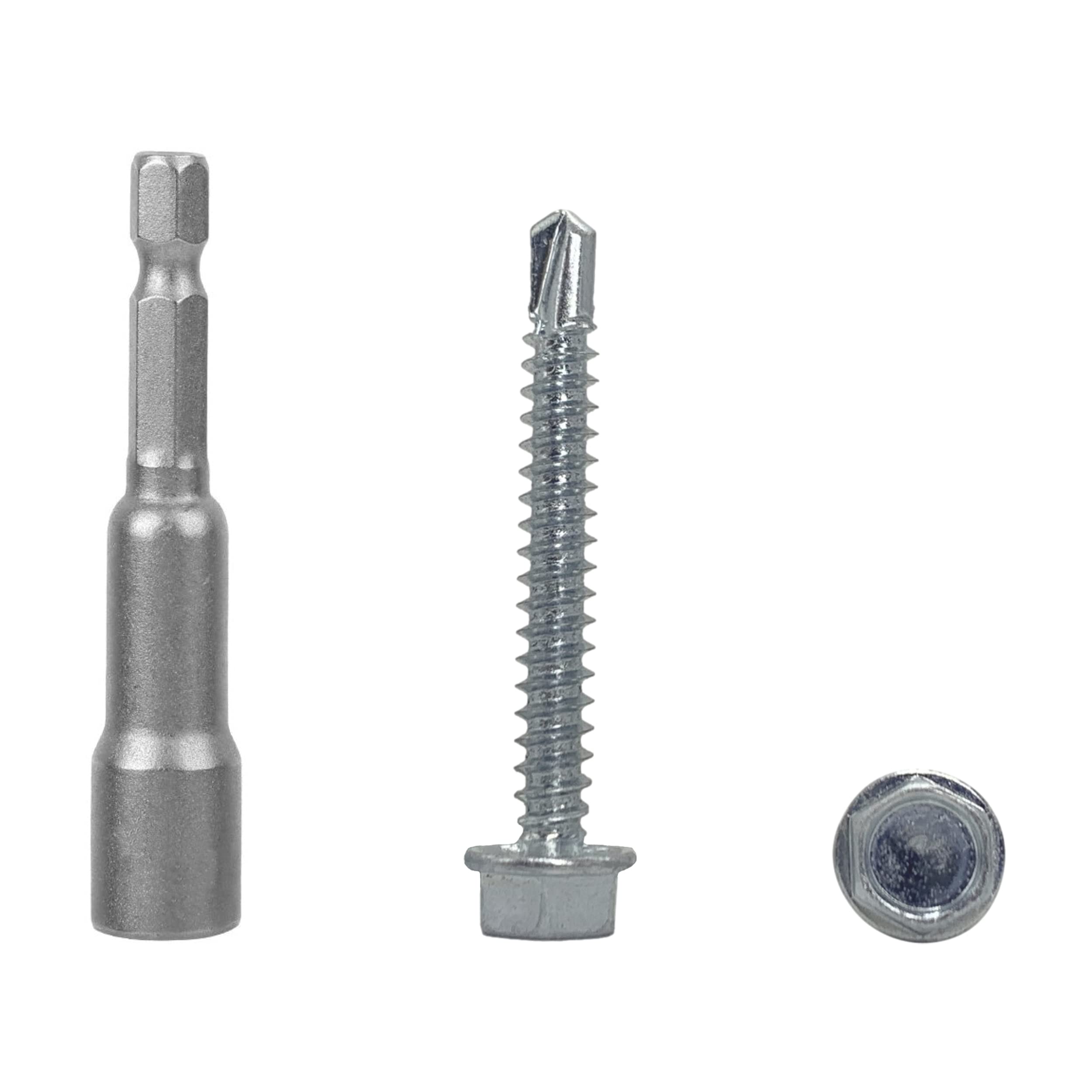 (Pack of 120 pcs) DIN 7504 K Zinc Plated Steel 4.8 x 38 mm Screws, Self-Drilling Sheet Metal Screw, Hex Washer Head, Self Tapping (120, 4.8 x 38 mm)