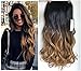 Wavy Clip in Hair Extensions Full Head Black Blonde Ombre 20 Inches 7PCS Hairpiece for Women Girls Gift (Wavy, 20 inch, Black to dark blonde)