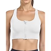 ZenWear Front Zip Sports Bra for Women, Women's Medium Support Workout Bra with Adjustable X Back Straps for Running Yoga
