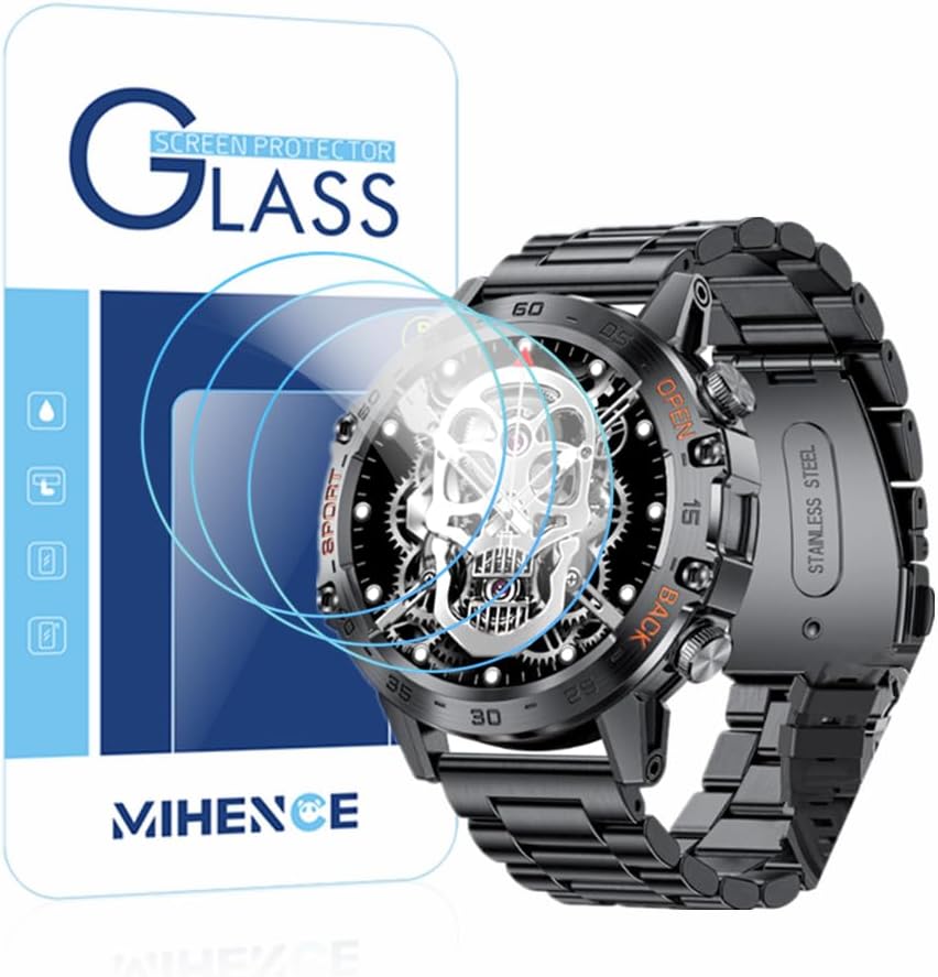 MIHENCE Screen Protector for K52 Smartwatch 1.39 Inch Tempered Glass 3 Pack