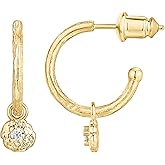 PAVOI 14K Gold Plated 925 Sterling Silver Post Huggie With Dangle | Butterfly, Evil Eye, Hamsa, Pearl Hoop Earring For Women | Trendy Dangle Hoop Earrings
