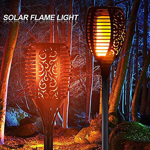 Aogist Solar Lights Upgraded, Flickering Flames Torch Lights Solar Light - Dancing Flame Lighting 96 LED Dusk to Dawn Flickering Tiki Torches Outdoor Waterproof Garden (2Pack) - Thumbnail 4