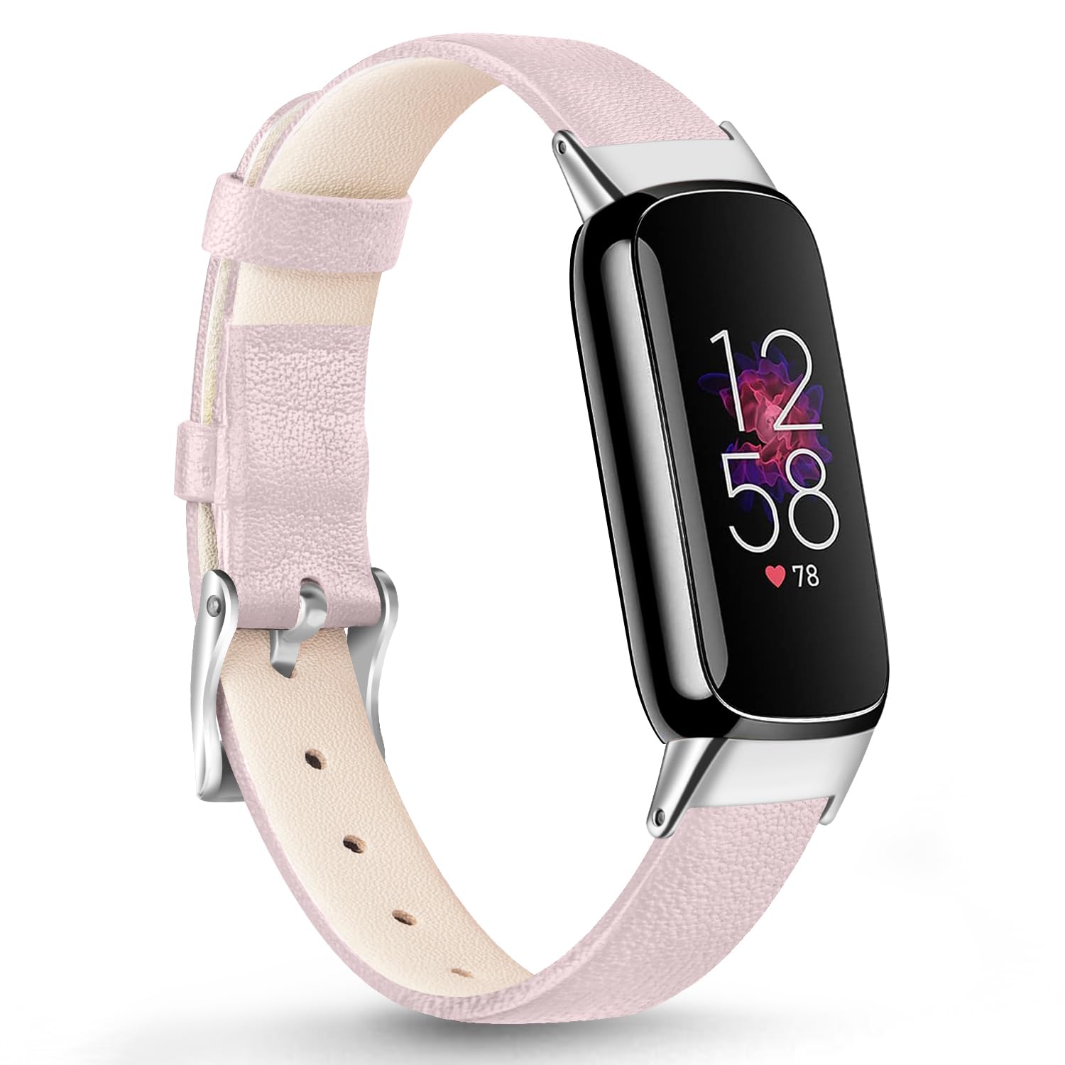 Mugust Straps Compatible with Fitbit Luxe Leather Strap for Women Men, Leather Adjustable Sport Replacement Wrist Bands for Fitbit Luxe Only (Rose)