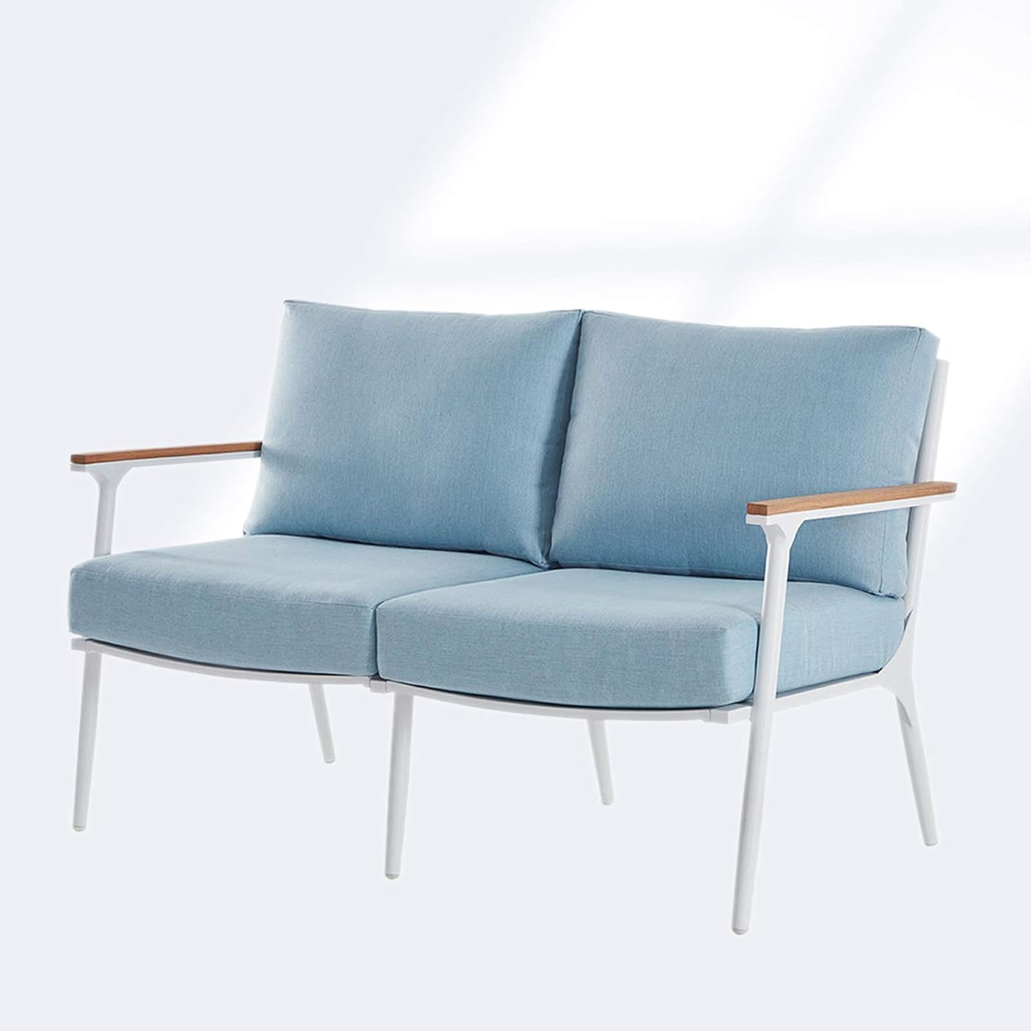 BLUU Loveseat Sofa in Patio Furniture Set Outdoor Aluminum Conversation Sets for Indoor Garden Porch Deck with Cushions (Loveseat): Garden & Outdoor
