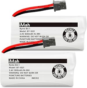 iMah BT-1021 2.4V 300mAh AAA Size Cordless Phone Battery Compatible with Uniden BT-1016 BT-1025 BT-1008 D1481 D1780 D1785 BBTG0798001 BBTG0847001 Handset Telephone, Pack of 2