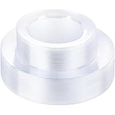 Bestluck 100PCS Clear Plastic Plates, Clear Disposable Plates for 50 Guests, 50 Dinner Plates 10.25 inch & 50 Dessert Plates 7.5 inch for Party, Graduation, Wedding
