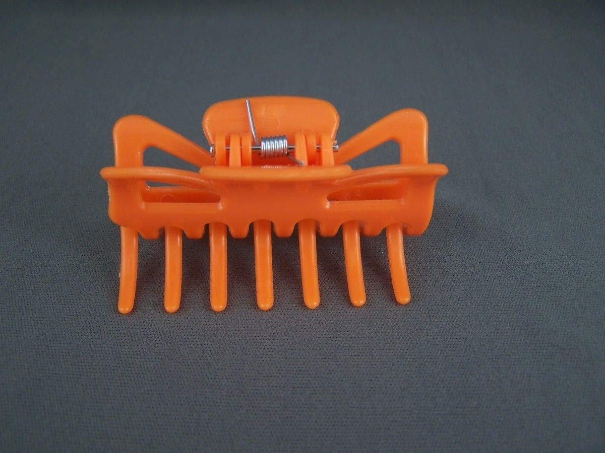 Orange plastic barrette hair clip claw clamp 2.25" long 5.7cm jaw grip