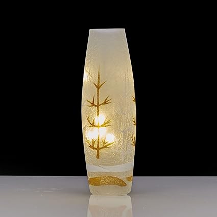Home Reflections Festive Frosted Glass Vase With Led String Lights