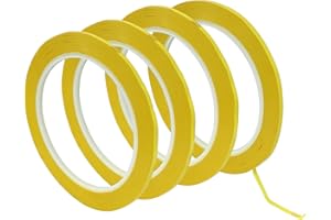LifCratms 4 Rolls Yellow Pinstripe Tape, 1/8 inch (3mm) Width Graphic Art Tape Self Adhesive Whiteboard Tape Grid Marking Tape Thin Line Tape for Dry Erase Board