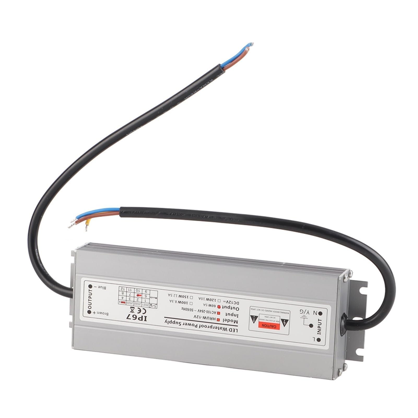 LED Driver Power Supply Waterproof IP67 Adapter LED Driver Transformer 60W 100-240VAC to 12V DC Low Voltage Transformer Adapter Output for LED Light Strip