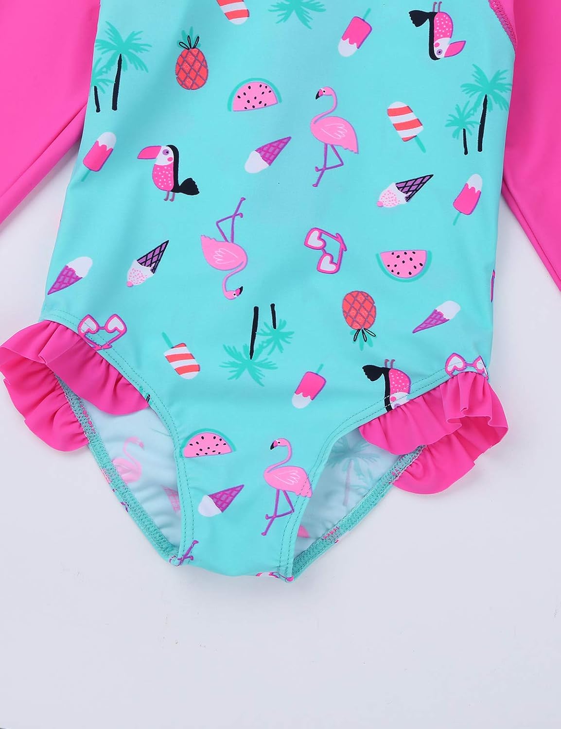 Iefiel Une Piece Maillot De Bain A Manches Longues Bebe Fille Anti Uv Tankini Bikini Enfant Flamingo Haut De Bain Natation Vetement Plage Sport 6 Mois 3 Ans Bazis Az