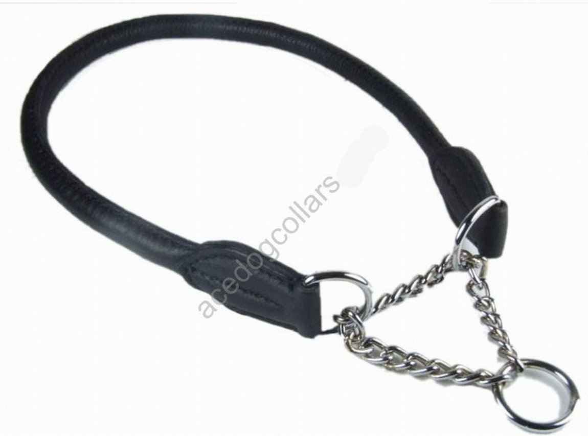 soft leather half check dog collars