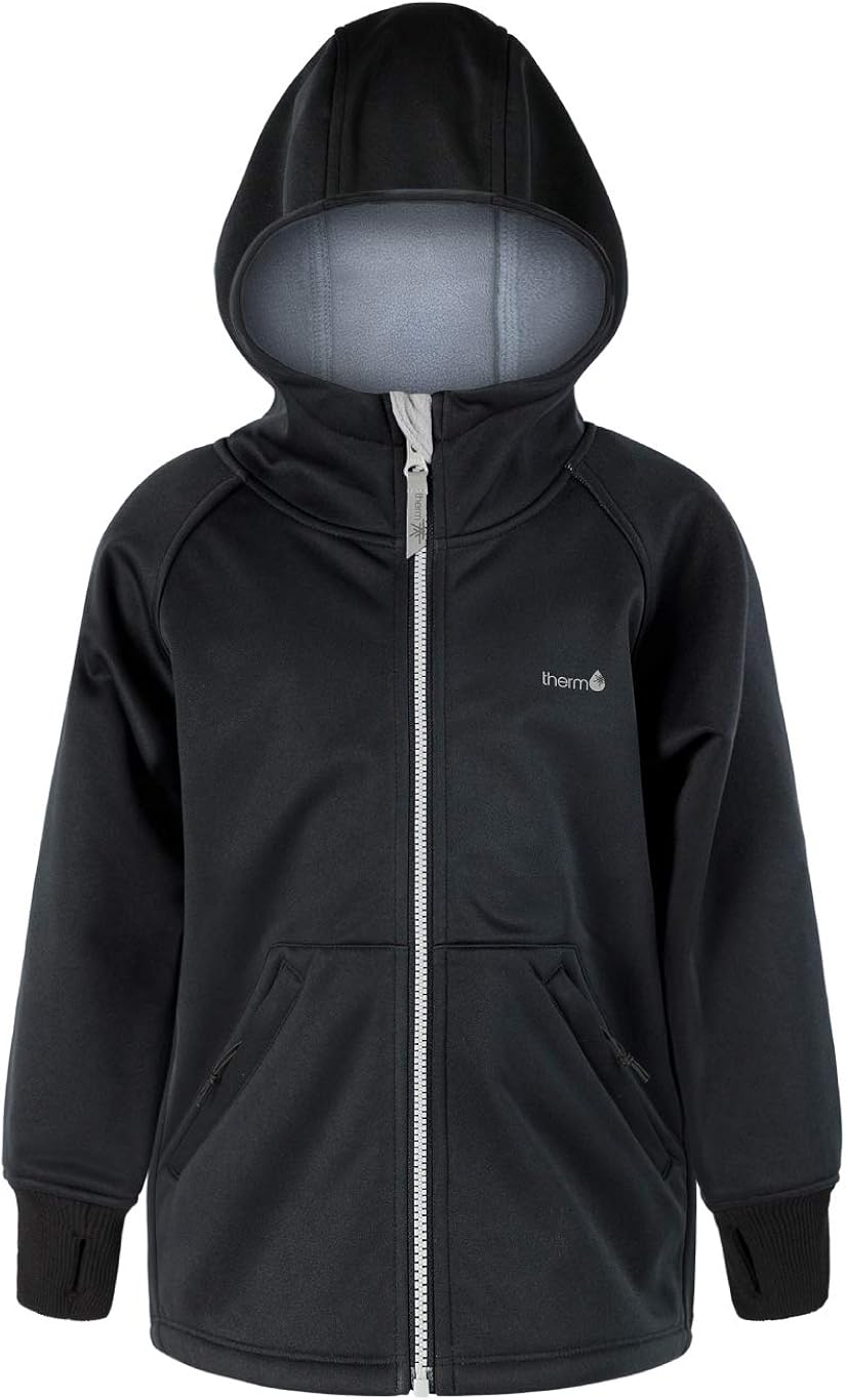 Therm Boys Rain Jacket, Ultra-Soft Kids Raincoat - Waterproof, Fleece Lined Coat: Clothing