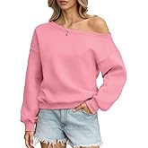 EasyGala Womens Fleece Sweatshirts Oversized Off The Shoulder Pullover Tops Casual Long Sleeve Comfy Fall Outfits 2026