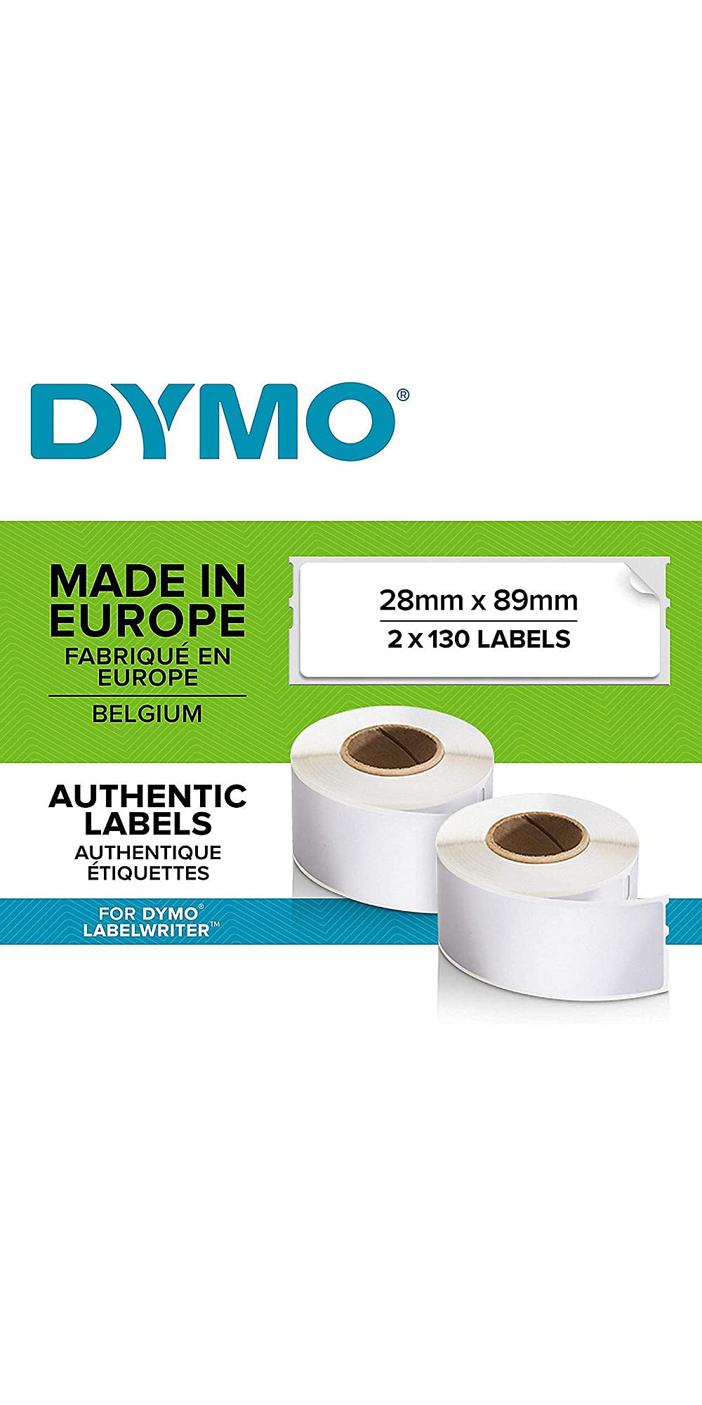 DYMO Label Writer Address Paper 130 x 2 White Rolls 89 x 28 mm