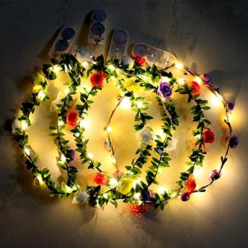 LED Flower Wreath Headband, iMazer Lighted Crown Floral Garland Bohemia for Festival Wedding Beach Park Party Child Headdress LD015