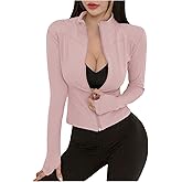 OYOANGLE Women's Zip Up Athletic Jacket Long Sleeve Lightweight Workout Running Yoga Track Jackets
