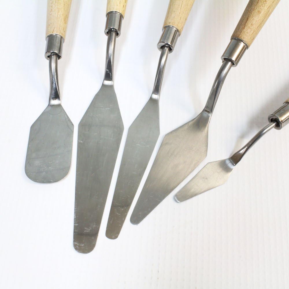 Mont Marte Studio Palette Knife Set, 5 Piece. Selection of Different Sizes and Styles of Stainless Steel Palette Knives.