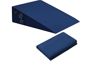 INVGEEXI Navy Blue Bed Wedge Pillow Cover with Side Pocket, Soft & Breathable Microfiber Wedge Pillow Case Cover with Zipper,