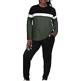 LovelyWholesale Womens Plus Size 2 Piece Sets Long Sleeve Top and Lounge Pants Tracksuit