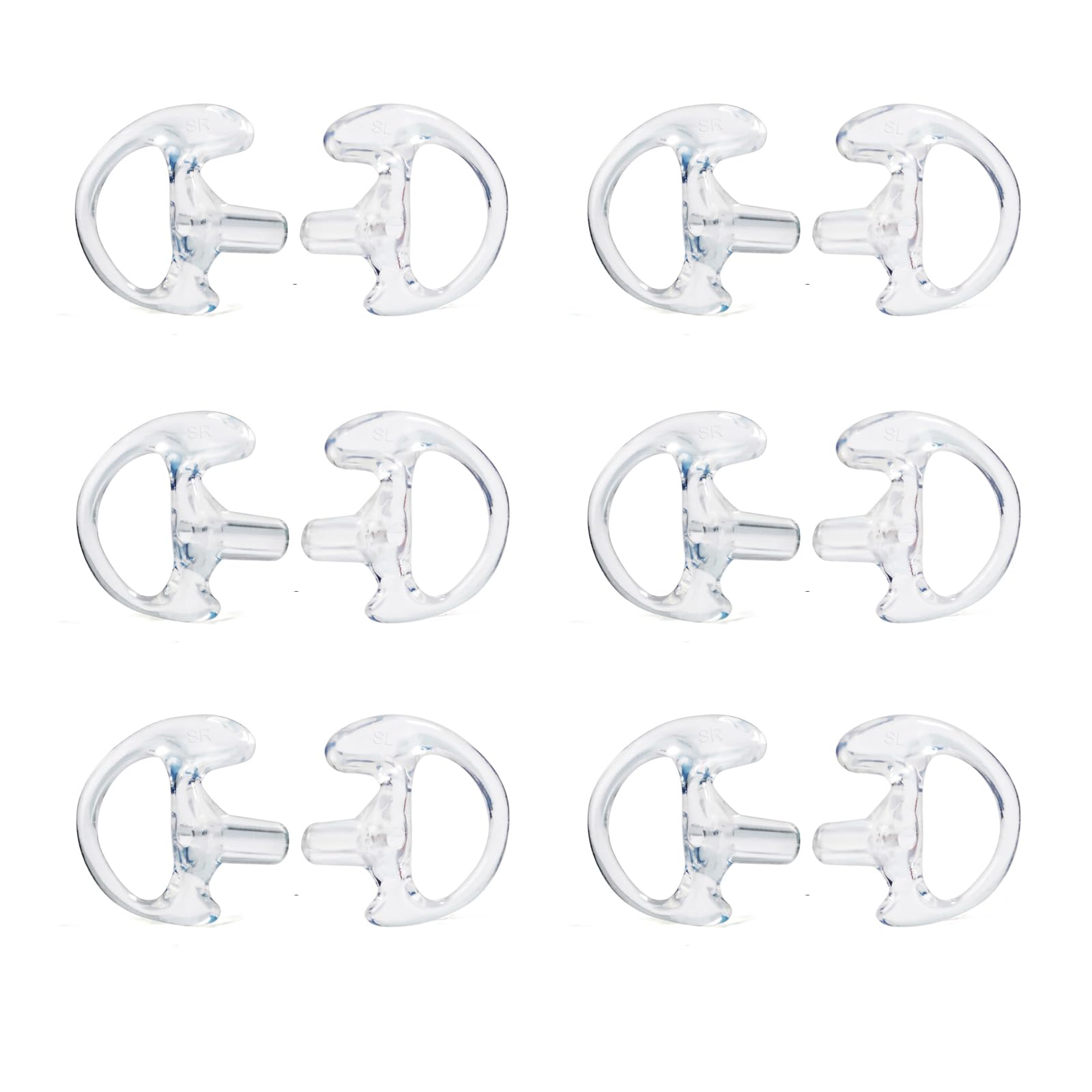 UAYESOK Replacement Earmold Soft Silicone Ear Buds Eartips for Motorola Kenwood Two Way Radio Air Acoustic Coil Tube Walkie Talkie Covert Earpiece Headset (Small*6, Transparent)