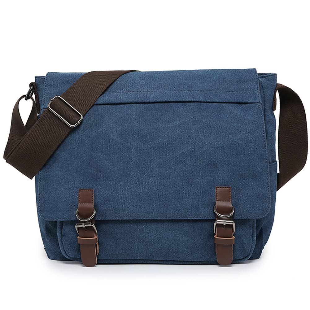 Dasein Large Vintage Canvas Messenger Shoulder Bag Jean Blue  display picture 3