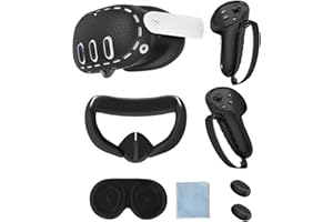 Protective Cover for Oculus/Meta Quest 3 Accessories, Silicone Controllers Grip Cover Protector, Soft Shell Skin with Face Co