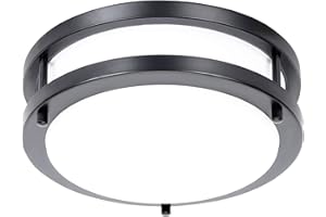 Drosbey 48W Dimmable LED Ceiling Light Fixture, 13.2in Flush Mount Light Fixture, Ceiling Lamp for Bedroom, Kitchen, Bathroom, Hallway, Super Bright 4000 Lumens,Blacck, 3000K Warm White