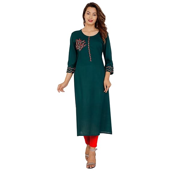Women,s Rayon Embroidered Straight Kurta.