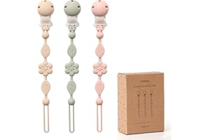 Pacifier Clips for Baby Silicone Pacifier Holder Clips for Boys Girls One Piece Baby Binky Clips YIVEKO Pacifier Clips Flower 3Pcs-Ivory+Sage+Blush