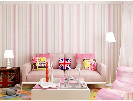 Pink Stripe Decorative Vinyl Contact Paper Self Ahesive Shelf