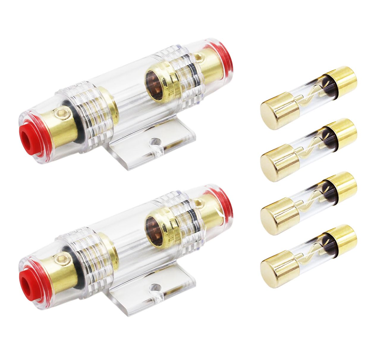 Carviya 4-8 Gauge AWG in-line Waterproof Fuse Holder with Two 100A AGU Type Fuses For Car Audio/Alarm/Amplifier/Compressors (2 Pack)