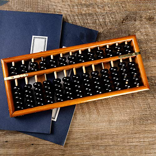 Asian Home Vintage-Style 13 Column Rods Wooden Abacus Professional Soroban Chinese Japanese Calculator Counting Tool (Large) - 14.5" x 6"