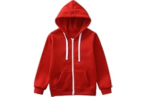KAGAYD Kids Boys Zip up Sweatshirt Solid Hoodie Solid Color Sweatshirt Youth Fashion Hooded Coat with Pockets