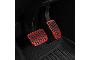 Tecledsn Foot Pedal Pads Set, Auto Aluminum Pedal Covers, Non-Slip Performance Accessories Pedal Covers, Car Accessories Brake & Accelerator Pedal Covers Fits for Model 3/Y (Red)