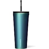 Corkcicle Cold Cup Insulated Tumbler with Straw - Keeps Drinks Cold for 12 Hours - Triple-Insulated Stainless Steel - Leak-Resistant Lid - Summer Drinkware Gift - 24 oz - Dragonfly