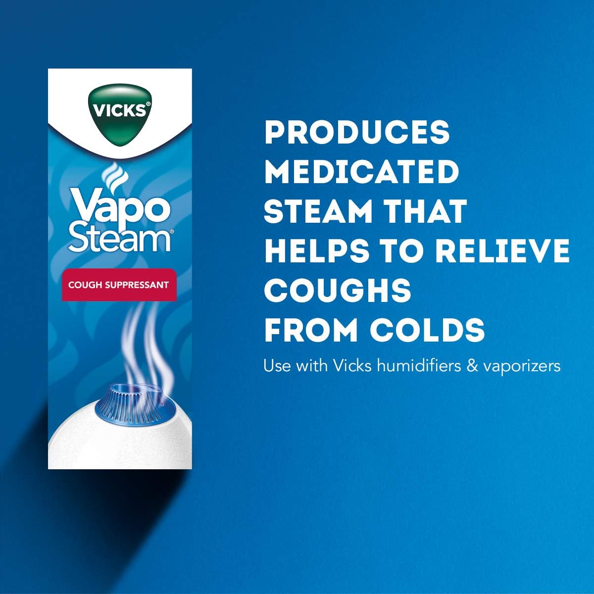 Vicks VapoSteam Medicated Liquid with Camphor, a Cough Suppressant, 8 Oz – VapoSteam Liquid Helps Relieve Coughing, for Use in Vicks Vaporizers and Humidifiers: Health & Personal Care