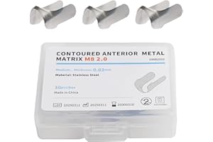 KOUYOT Dental Anterior Matrix Bands Metal Restoration Curvature Matrix Bands for Front Teeth Restoration Materials Thickness 30 μm M8 2.0 Pack of 30Pcs(M)