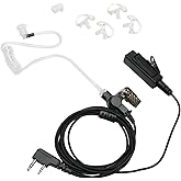 HEOPBIRD Walkie Talkie Earpiece Headset with Mic PTT for Baofeng UV-5R Kenwood Puxing Wouxun Hytera Two Way Radio 2 pin with Covert Acoustic Tube