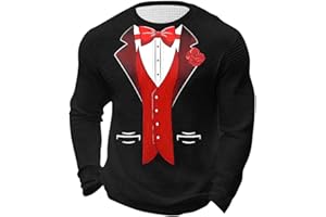 Valentine T Shirt for Men Big and Tall Tuxedo Shirts Plus Size Funny Printed Party Tops Slim Fit Long Sleeve Blouses