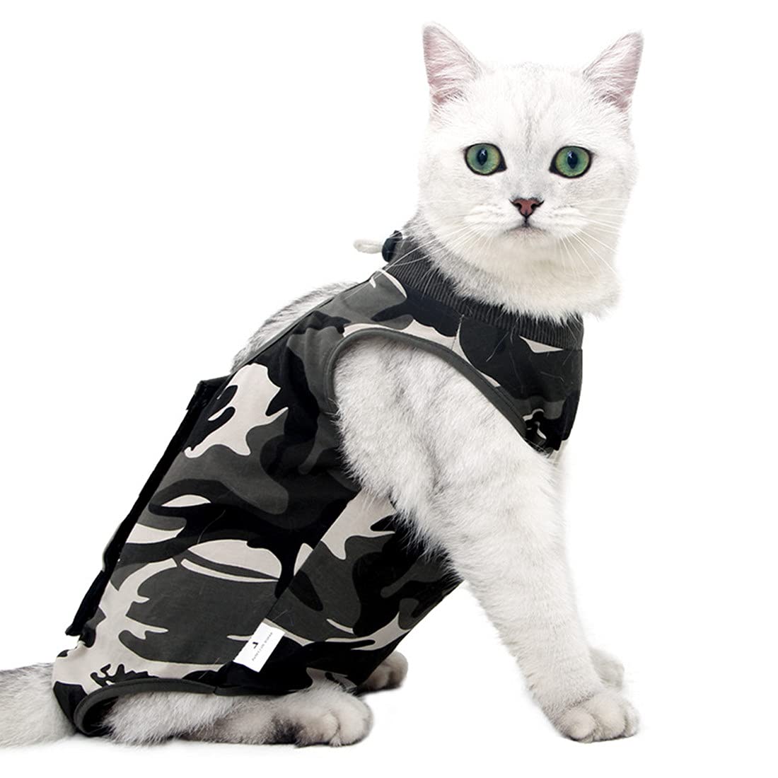 VIZAUZIE Cat Professional Recovery Suit Surgery Recovery Wear Operation Home Clothing Abdominal Wounds Skin Diseases for Puppy Cats Small Dogs Camouflage S