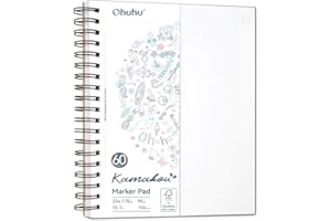 Ohuhu Double Sided Marker Pads Art Sketchbook Bleedproof - 7.6x10 Large Paper Size - 90LB/150GSM Smooth Drawing Papers - 60 S