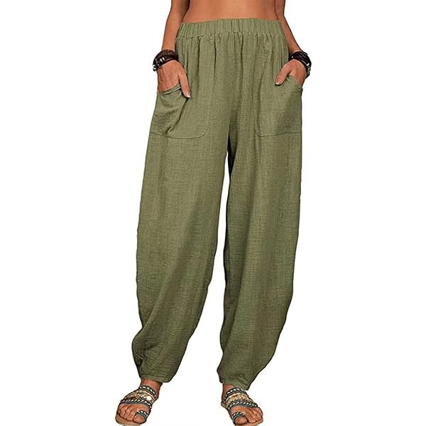 Amazon.com: utcoco Women's Cotton Linen Harem Pants Casual Loose