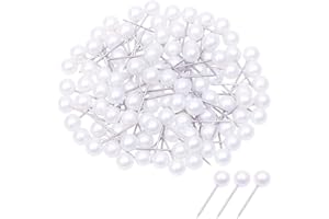 Tupalizy 100PCS Sewing Pins for Fabric Straight Pins with Faux Pearl Heads for Quilting Sewing Knitting Crochet DIY Art Craft Projects Christmas Ornaments Jewelry Wedding Decorations, White, 0.6Inch