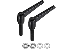 uxcell 2pcs Lever Adjustable Handles M12 x 50mm Metric Male Thread with Nuts Washers, Level Clamping Handle Set Hand Stud Kno