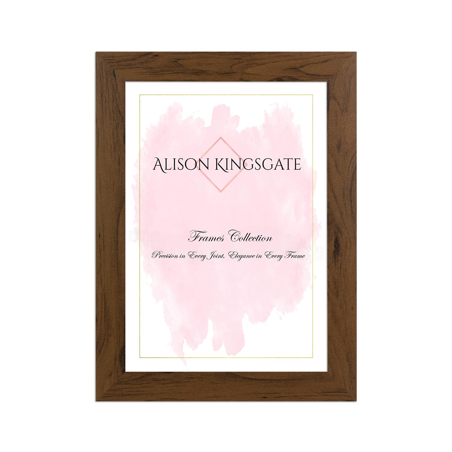 Alison Kingsgate Modern A4 Walnut Picture Frame - Engineered Wood Photo Frame with Shatterproof Perspex Front - Ideal for Posters, Certificates & Artwork