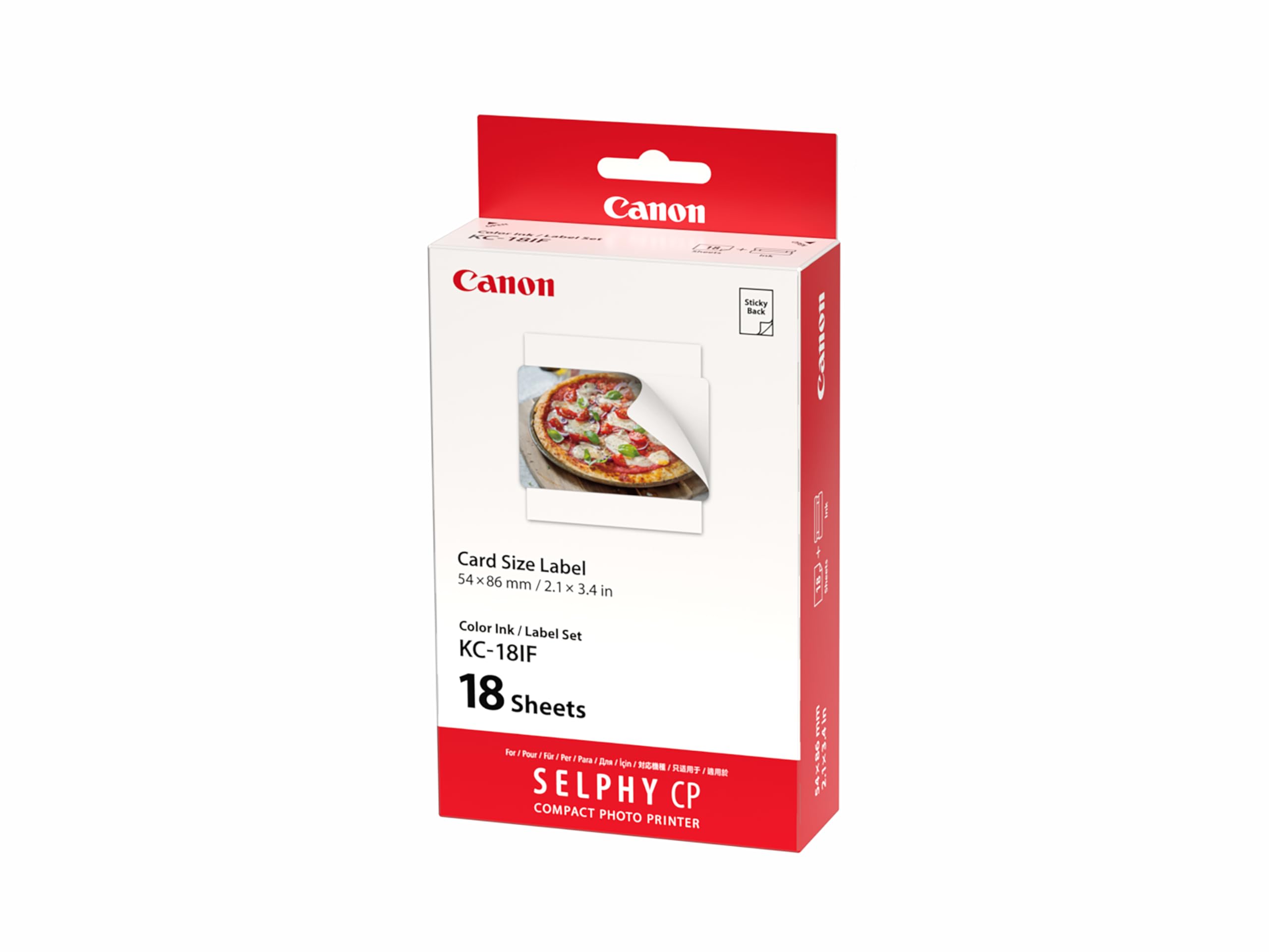 Paper for Canon SELPHY CP1500 - KC-18IF Genuine Canon Ink + Sticker Paper Set (54 x 86mm) 18 Sheets, also compatible with CP1300, CP1200